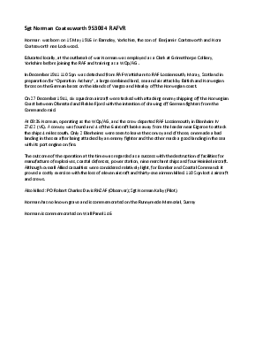 A preview of a PDF biography for Coatesworth, Norman